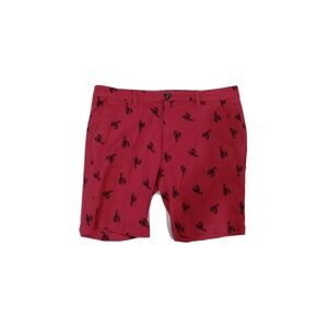 Knicker Bocker Shorts Mens 34 Red Denim Allover Lobster Ocean Fish Beach Preppy